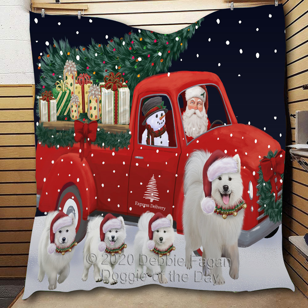 Noel Night With Samoyed Quilted Blanket NCU0DK1976 main image 1